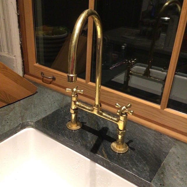 Customer photo review of Unlacquered solid brass kitchen faucet , kitchen sink , sink faucet , brass sink faucet , brass kitchen faucet , faucet , sink faucet