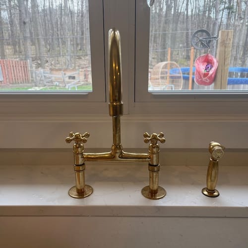 Customer photo review of Unlacquered solid brass kitchen faucet , kitchen sink , sink faucet , brass sink faucet , brass kitchen faucet , faucet , sink faucet