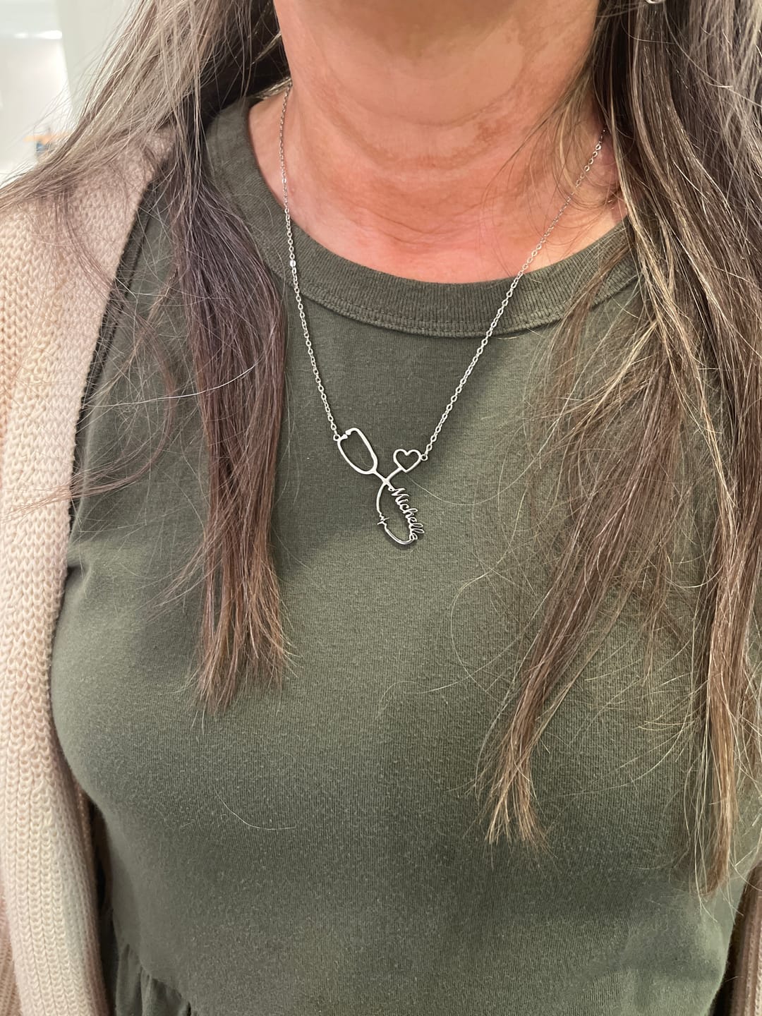 Customer photo review of Stethoscope Name Necklace EKG