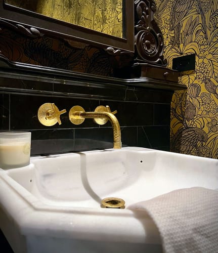 Customer photo review of Unlacquered Solid Brass Wall Mountfaucet , Bathroom faucet , powder room faucet , bathtub faucet , powder room sink