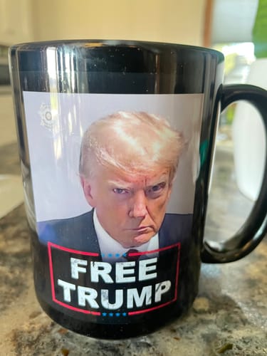 Customer photo review of Free Trump 15oz Coffee Mug