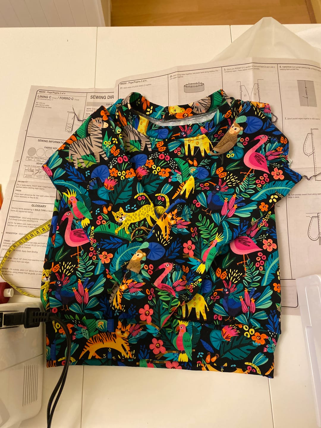 Customer photo review of Animal Jungle on Black French Terry Fabric