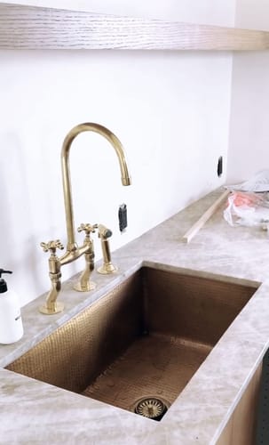 Customer photo review of Unlacquered solid brass kitchen faucet , kitchen sink , sink faucet , brass sink faucet , brass kitchen faucet , faucet , sink faucet