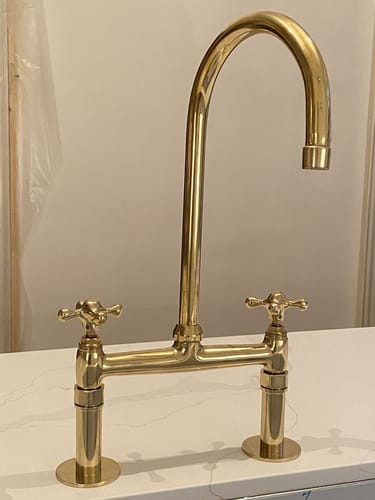 Customer photo review of Unlacquered solid brass kitchen faucet , kitchen sink , sink faucet , brass sink faucet , brass kitchen faucet , faucet , sink faucet