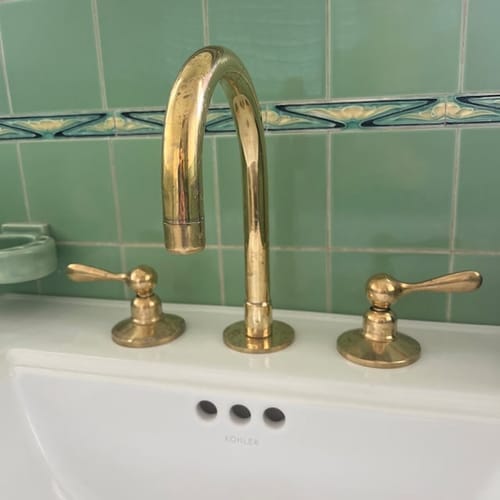 Customer photo review of Unlacquered solid brass bathroom faucet , bathroom sink faucet , bathroom vanity , brass faucet , bathroom sink , faucet , deck mount faucet