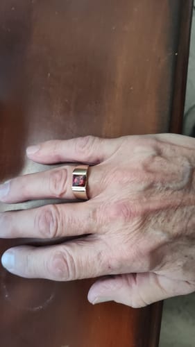 Customer photo review of Men's 18k Gold Plated Silver Ruby Ring Simple Engagement Band Handcrafted Male Jewelry