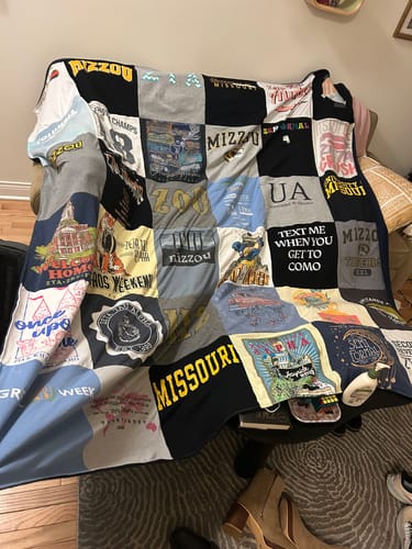 T-shirt quilt from university of missouri by Alexis from IL