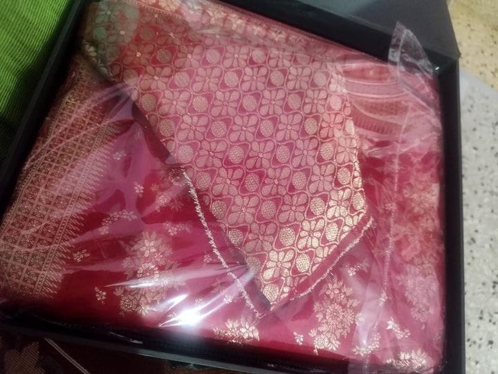 Customer photo review of Scarlet Red Banarasi Uppada Silk Saree