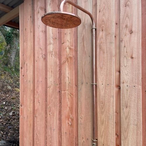 Customer photo review of Unlacquered Solid copper shower head , copper , shower head , shower , copper shower head , outdoor shower head , Rain shower head , showers