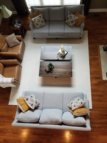 Customer photo review of Rustic Cross Base Coffee Table