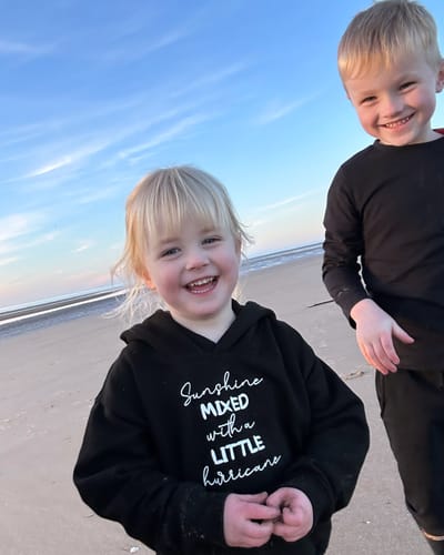 Customer photo review of Sunshine & Hurricanes Kids Hoodie