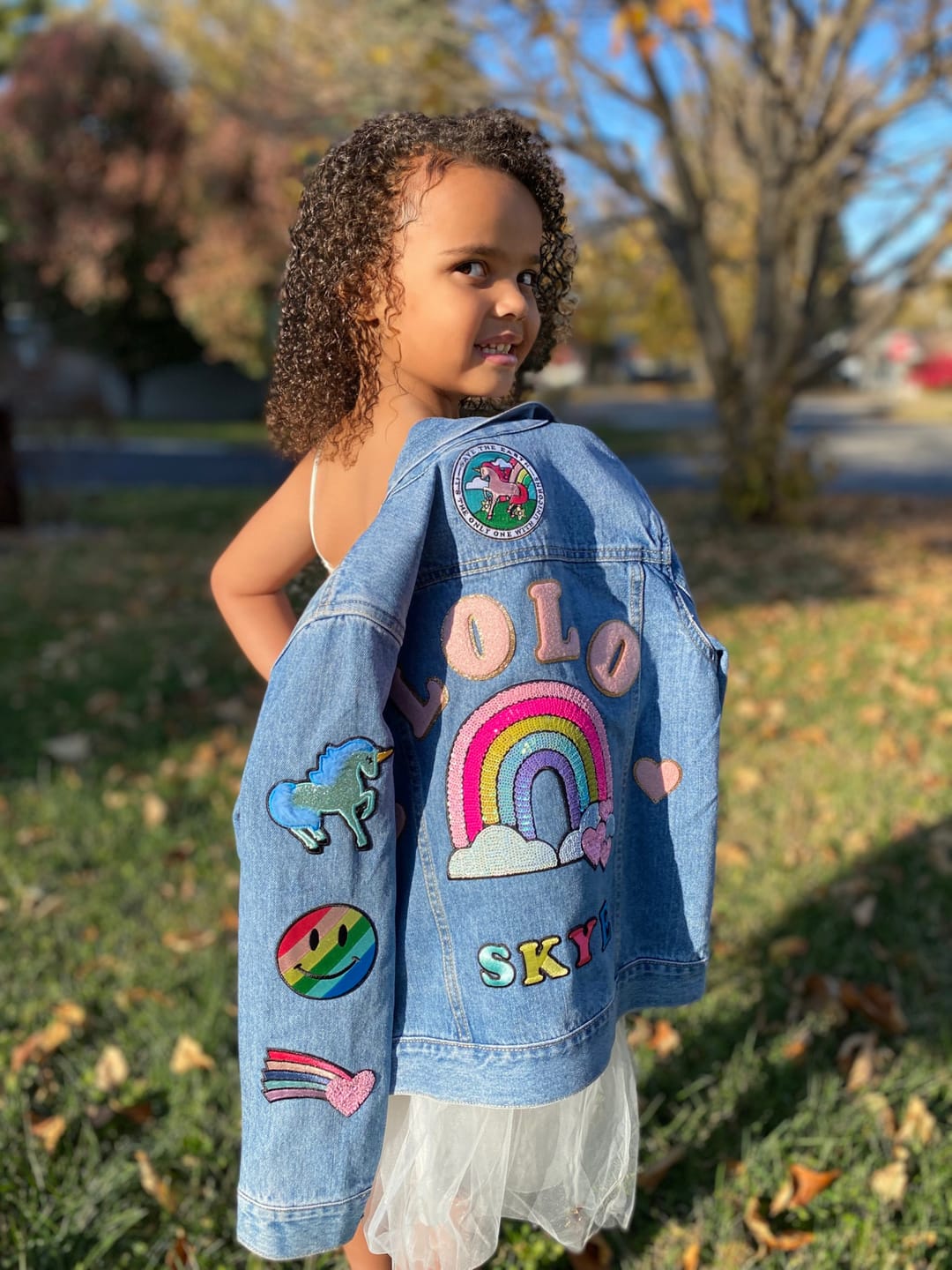 Customer photo review of Kids Classic Oversized Denim Jacket