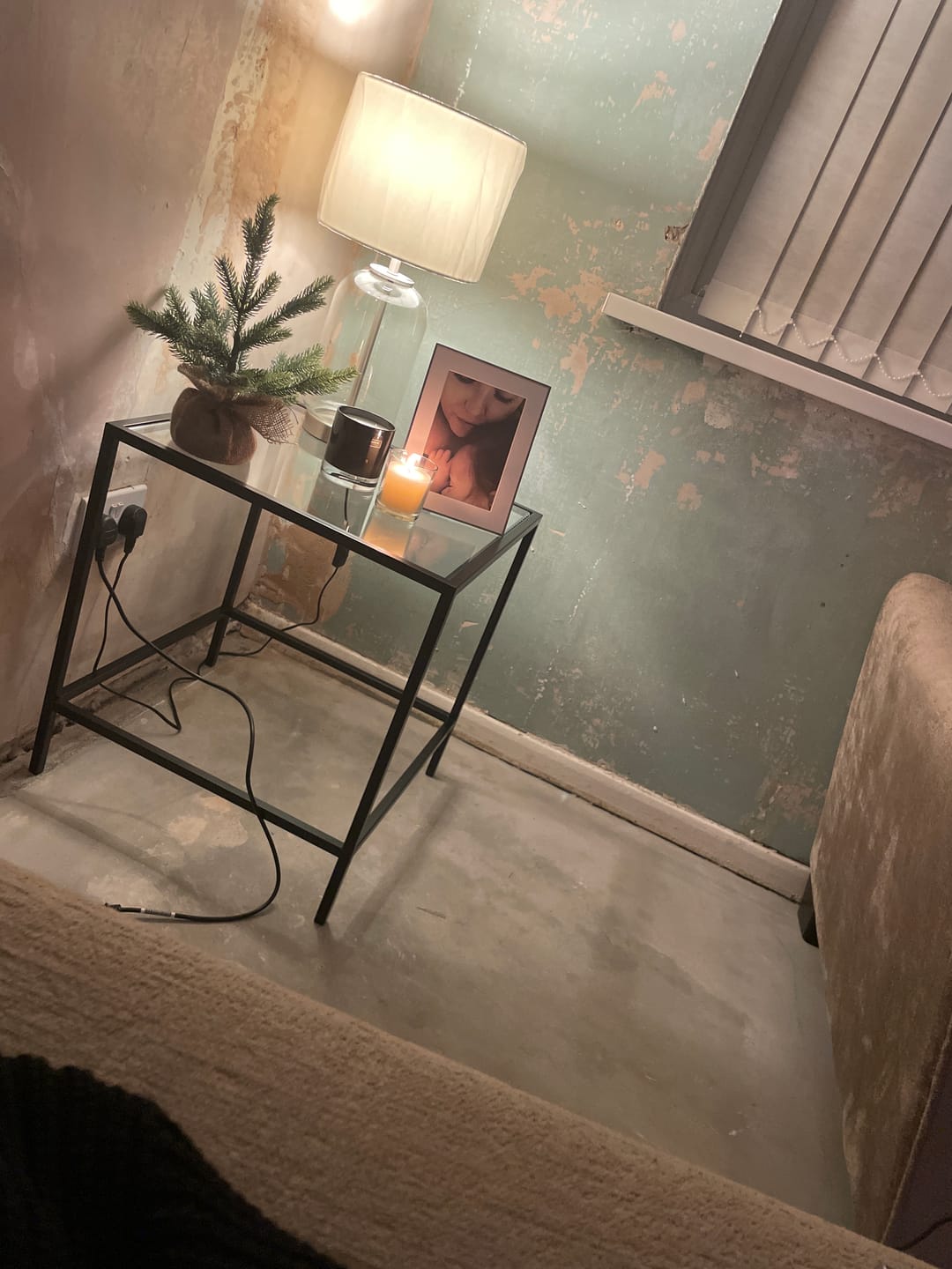 Customer photo review of Madison Glass Metal Side Table - Black