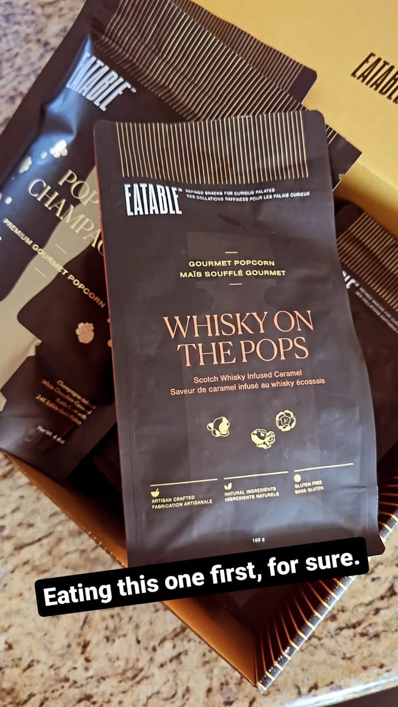 Customer photo review of Whisky on the Pops (4.4oz) - Scotch Infused Caramel Popcorn