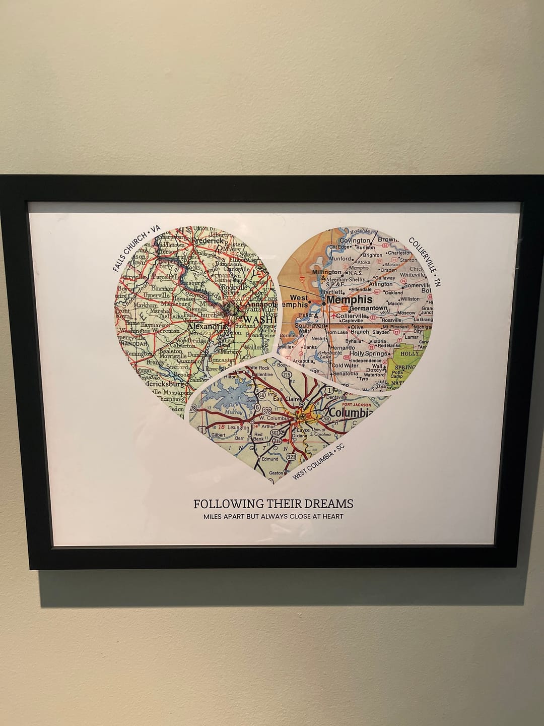 Customer photo review of Personalized Heart Map Print
