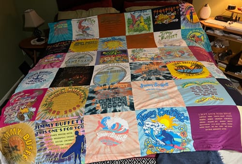 T-shirt quilt with beach, music themes by Shannon from IA