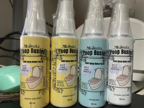 Customer photo review of Mi Amore POOP BUSTER! Toilet Spray, Odor Eliminator, POOP spray before yo go!