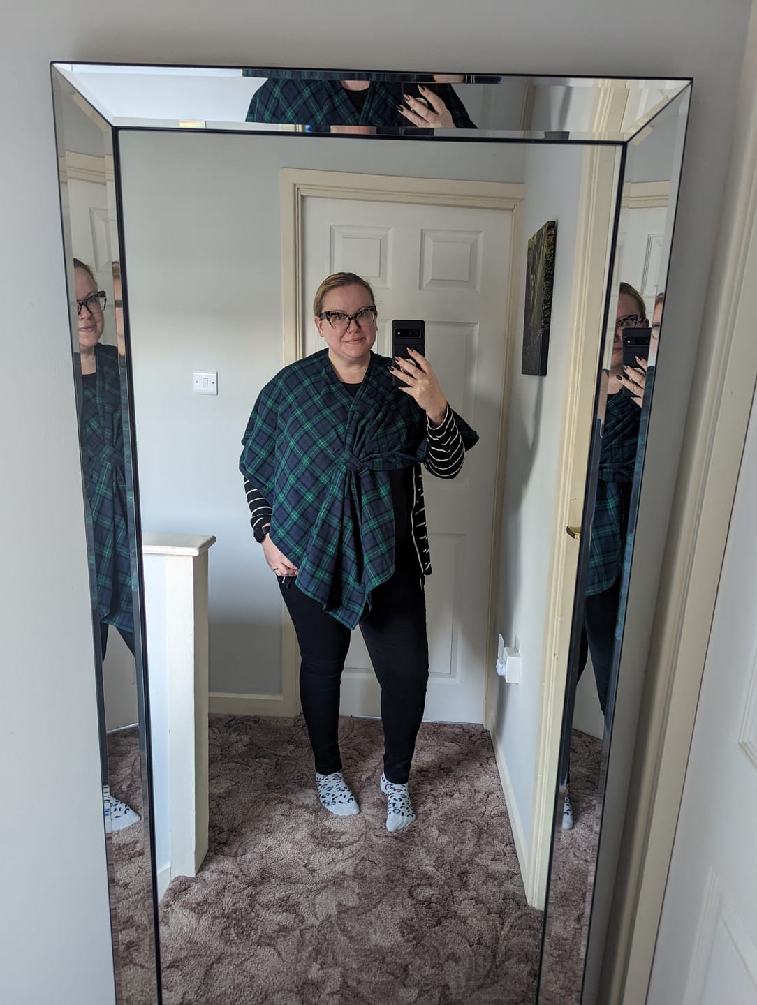 Customer photo review of Navy and Green Tartan Brushed Cotton Fabric