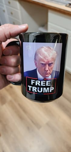 Customer photo review of Free Trump 15oz Coffee Mug