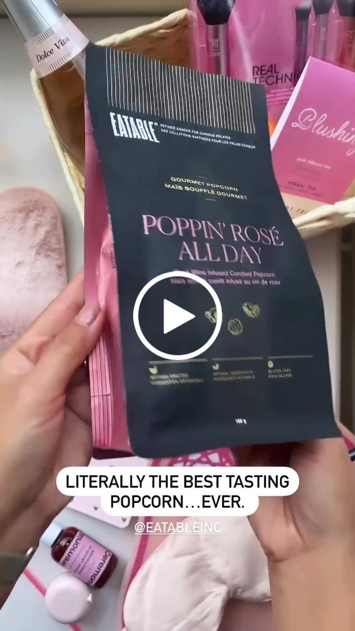 Customer video review of Poppin' Rosé All Day (4.4oz) - Wine Infused Caramel Popcorn