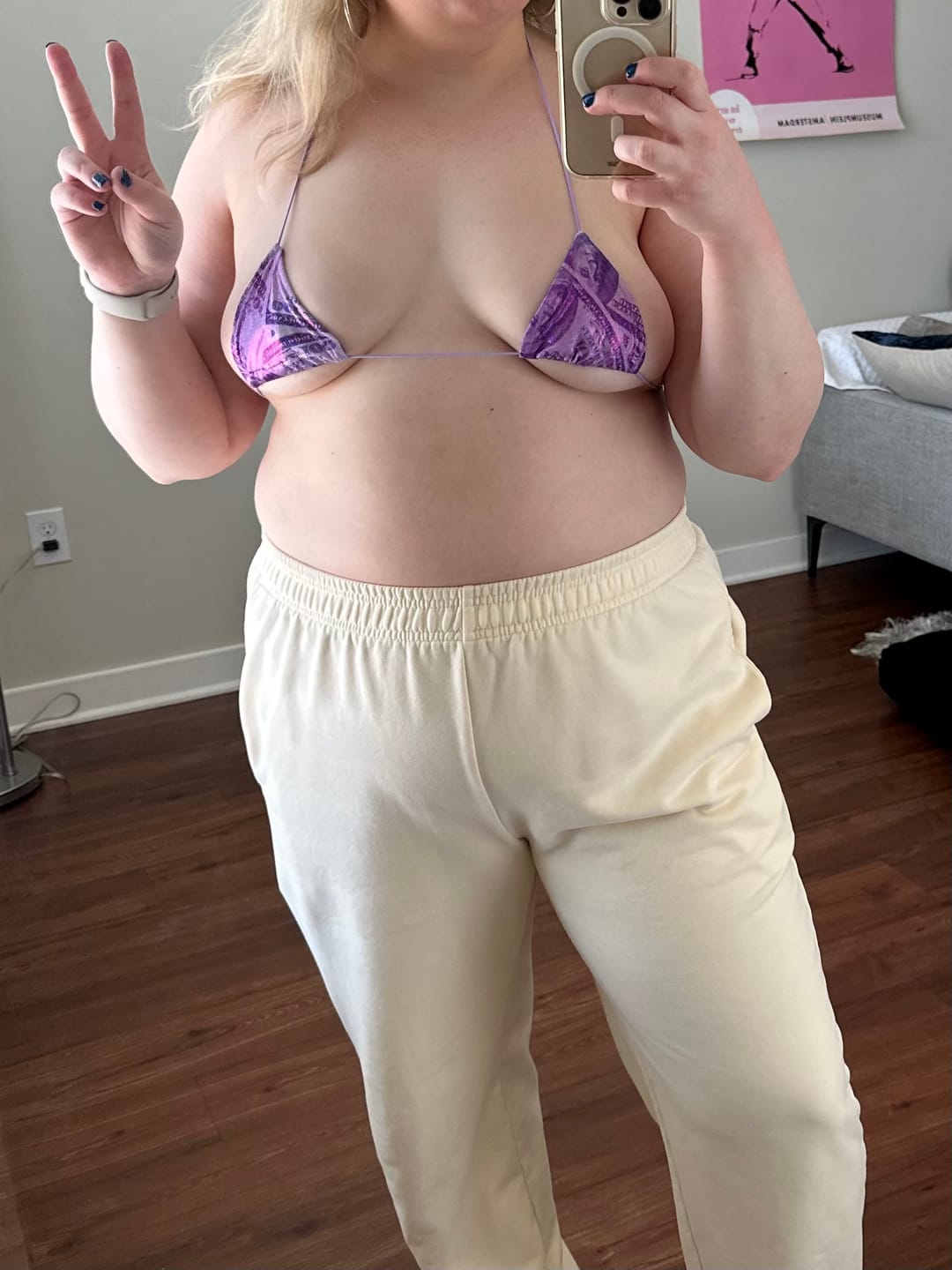 Customer photo review of ACE Tieable Microkini: HU$TLER Purple Sparkly Money
