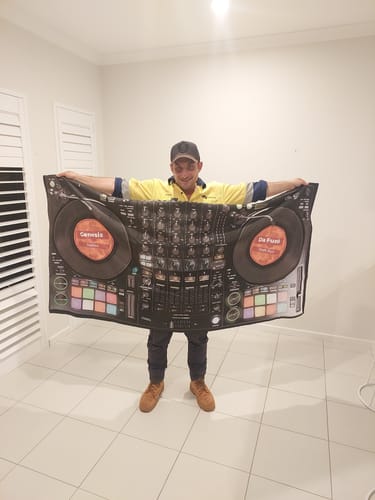 Customer photo review of DJ Turntable Beach Towel