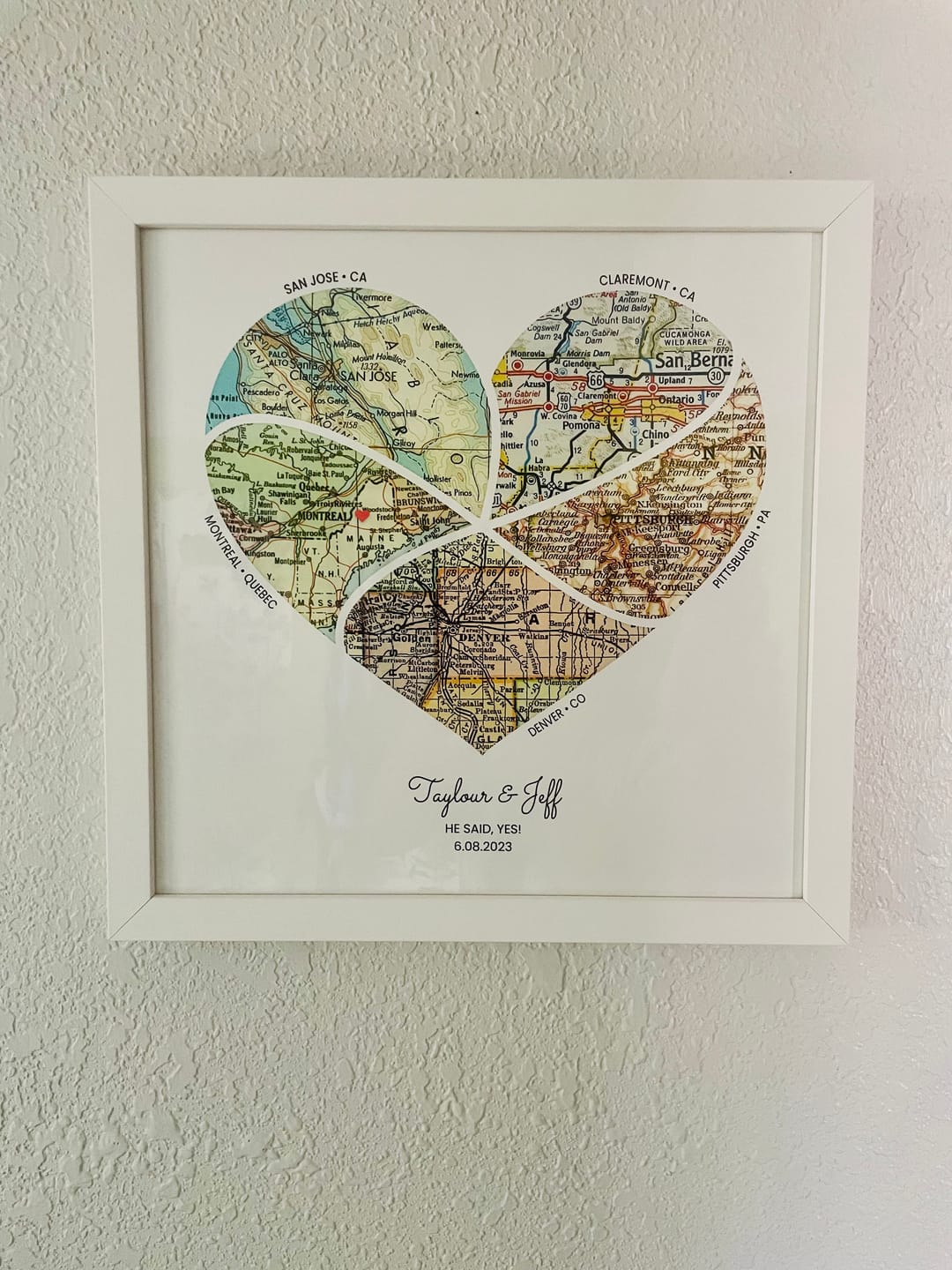 Customer photo review of Personalized Heart Map Print