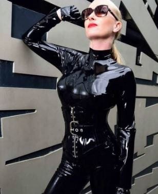 Customer photo review of Black Glossy Stretch Patent Leather/Latex