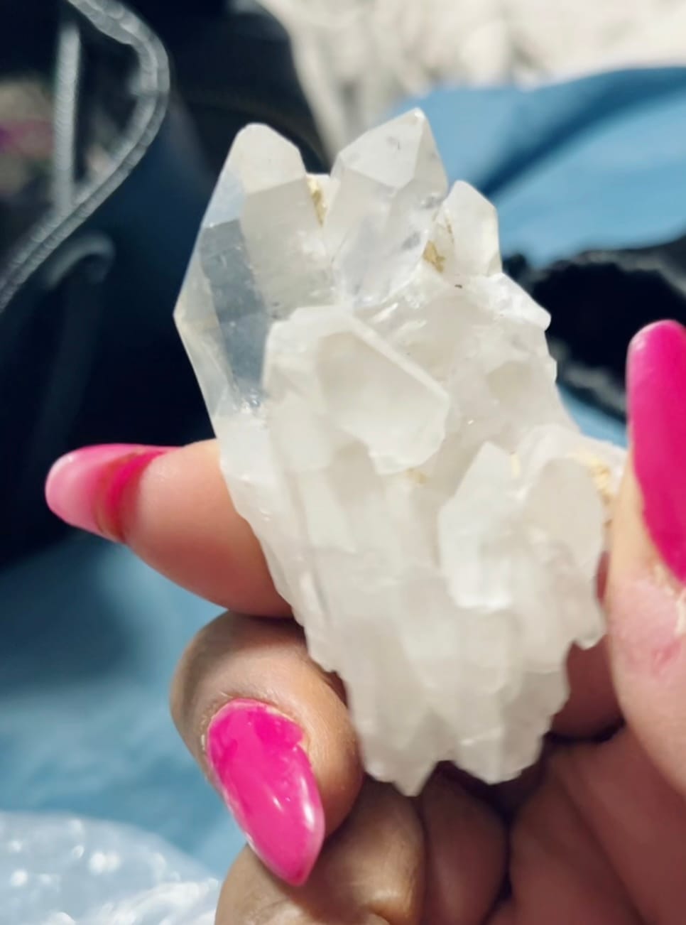Customer photo review of White Angel Aura Quartz Crystal