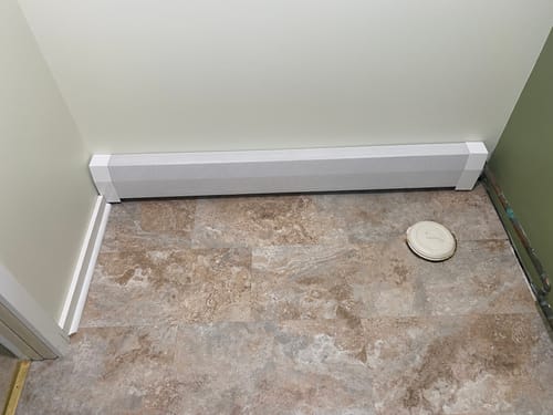 Customer photo review of EZ Snap Covers Standard Height 7 1/2" White Baseboard Heater Cover Kit with 2 Open End Caps