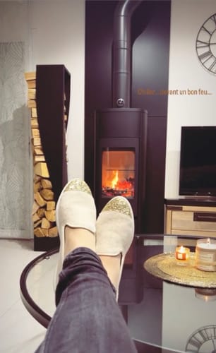 Avis photo d'un client sur Chausson femme laine, beige paillettes