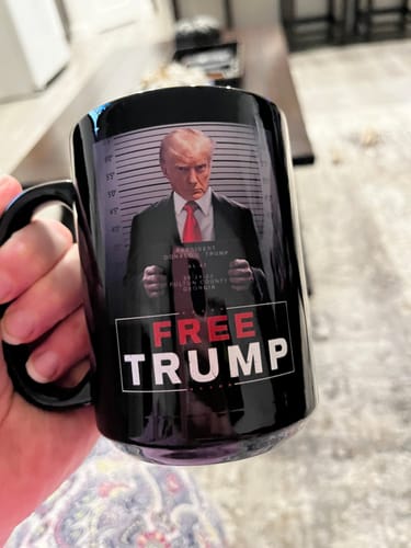 Customer photo review of Trump Mugshot Sign 15oz Coffee Mug