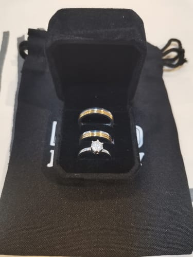 Customer photo review of Arezzo Plain Two Tone Wedding Rings