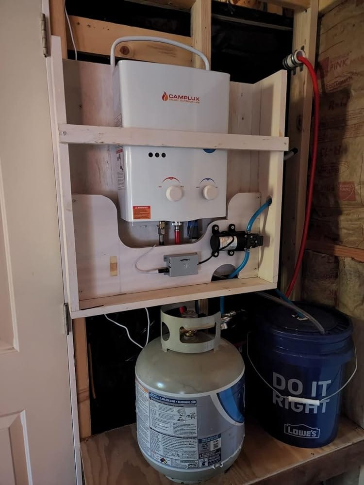 Customer photo review of Camplux AY132B 5L Portable Gas Propane Water Heater with Folding Handle, Tankless LPG Gas Boiler,For Outdoor Camping Shower RV
