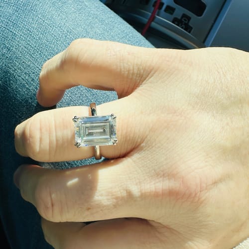 Customer photo review of Solitaire 8.5ct Emerald Cut CZ Ring in Sterling Silver