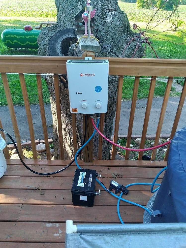 Customer photo review of Camplux AY132B 5L Portable Gas Propane Water Heater with Folding Handle, Tankless LPG Gas Boiler,For Outdoor Camping Shower RV