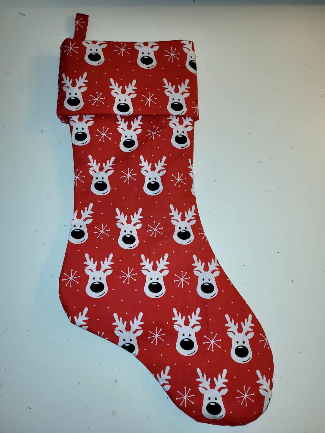 Customer photo review of White Reindeer Faces Polycotton Fabric