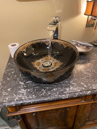 Customer photo review of Waterfall Single Hole Tall Bathroom Sink Faucet Polished Chrome