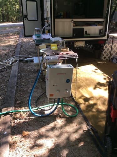 Customer photo review of Camplux AY132B 5L Portable Gas Propane Water Heater with Folding Handle, Tankless LPG Gas Boiler,For Outdoor Camping Shower RV