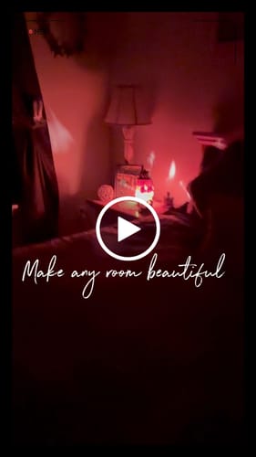 Customer video review of 10.5" Black Iron Lantern Lamp w/ RED Salt Chunks