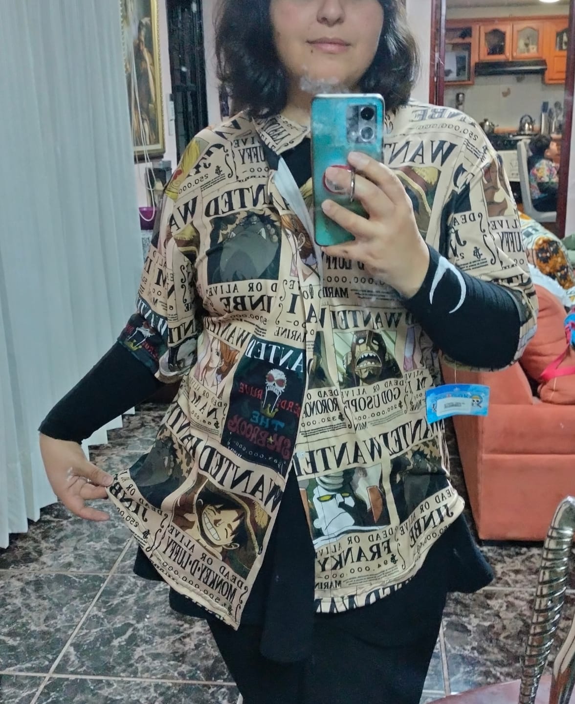Customer photo review of Camisa Pijama Mugiwaras Wanted