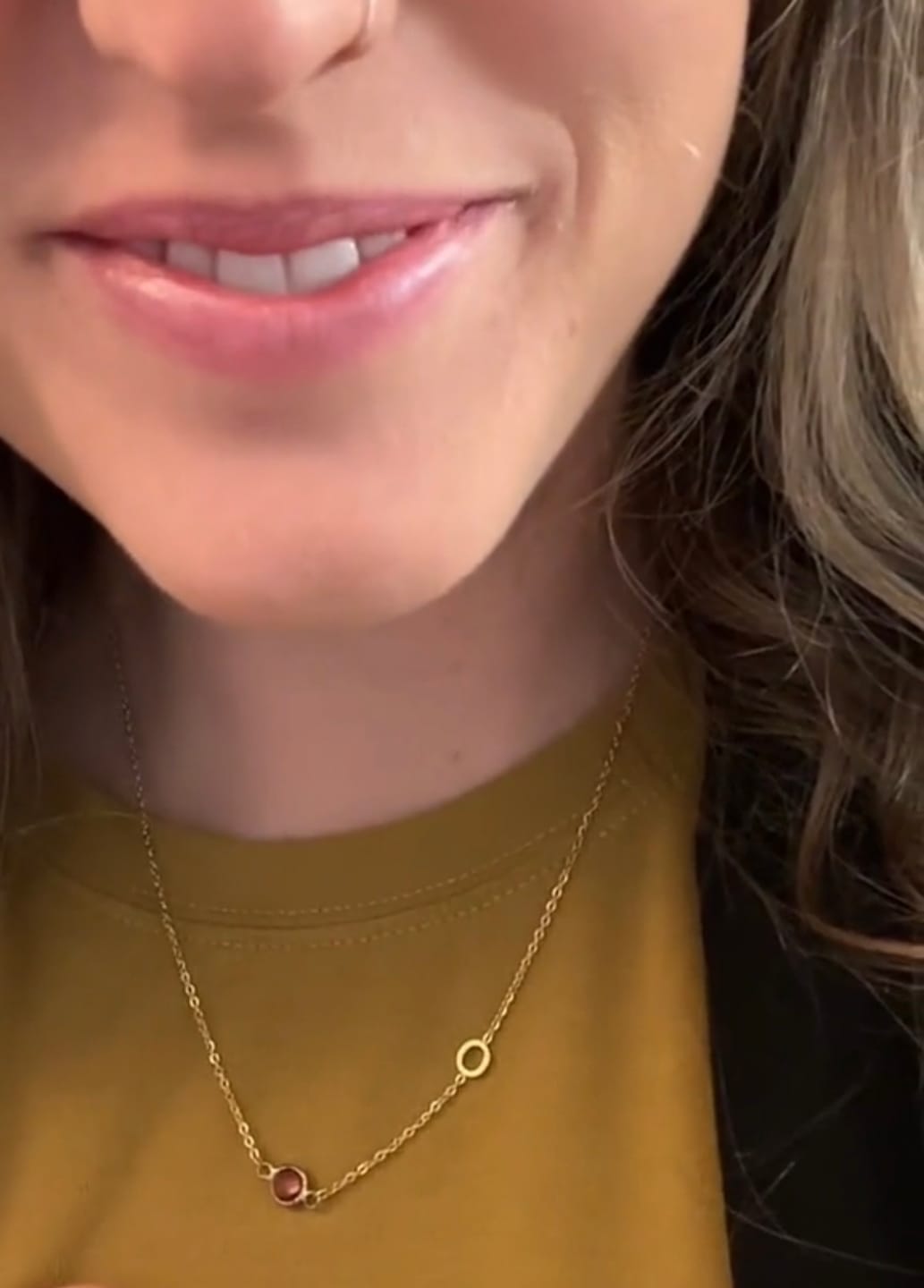 Customer photo review of Birthstone Initial Necklace
