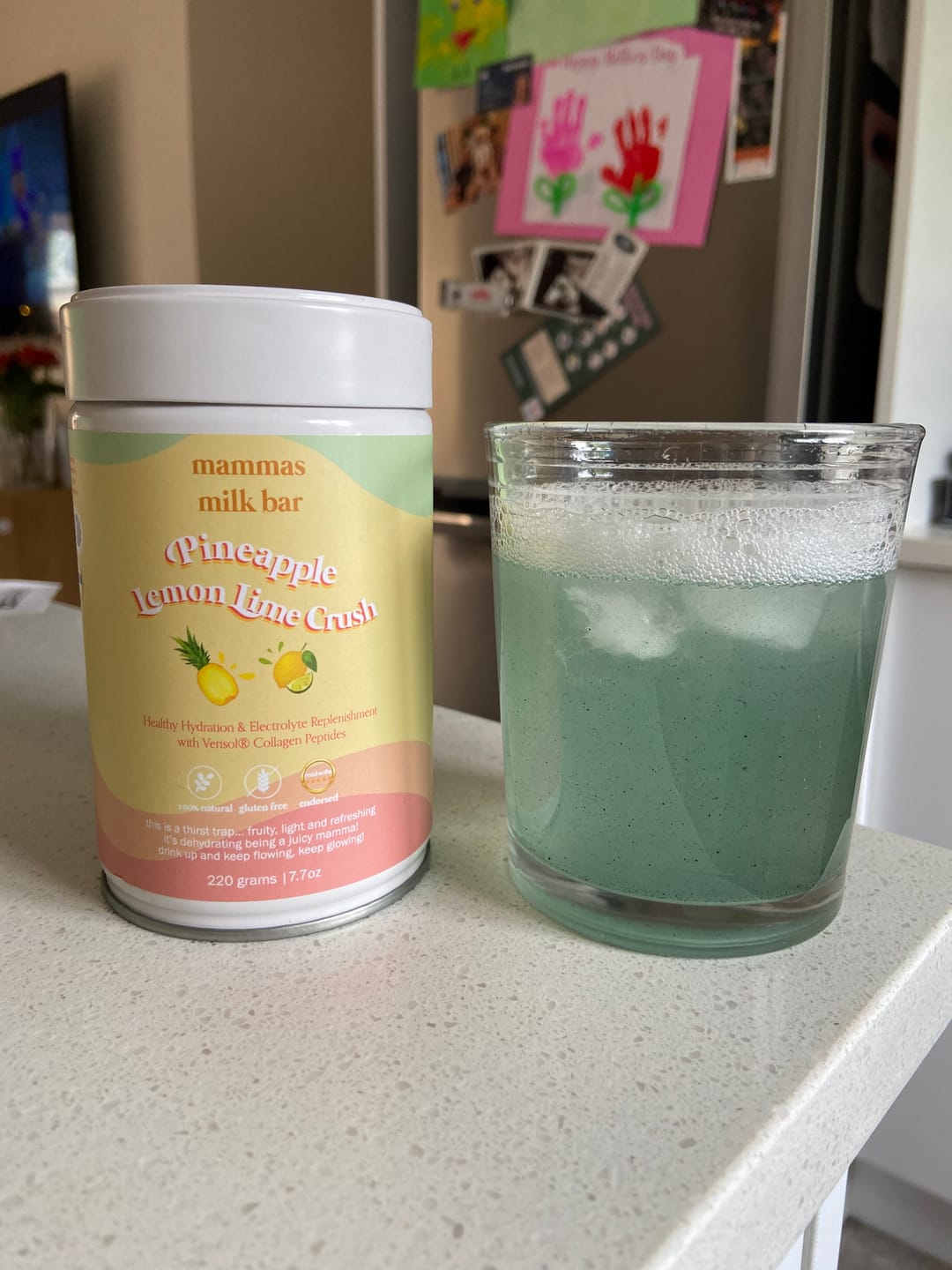 Customer photo review of Pineapple Lemon & Lime Crush Hydration Electrolyte Drink with Verisol® Collagen