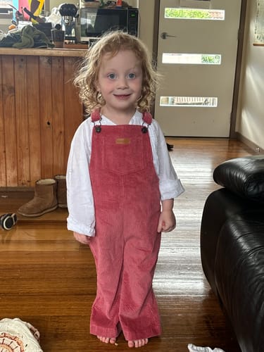 Customer photo review of Organic "Florie" Flare Overalls - Size 3-6
