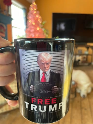 Customer photo review of Trump Mugshot Sign 15oz Coffee Mug