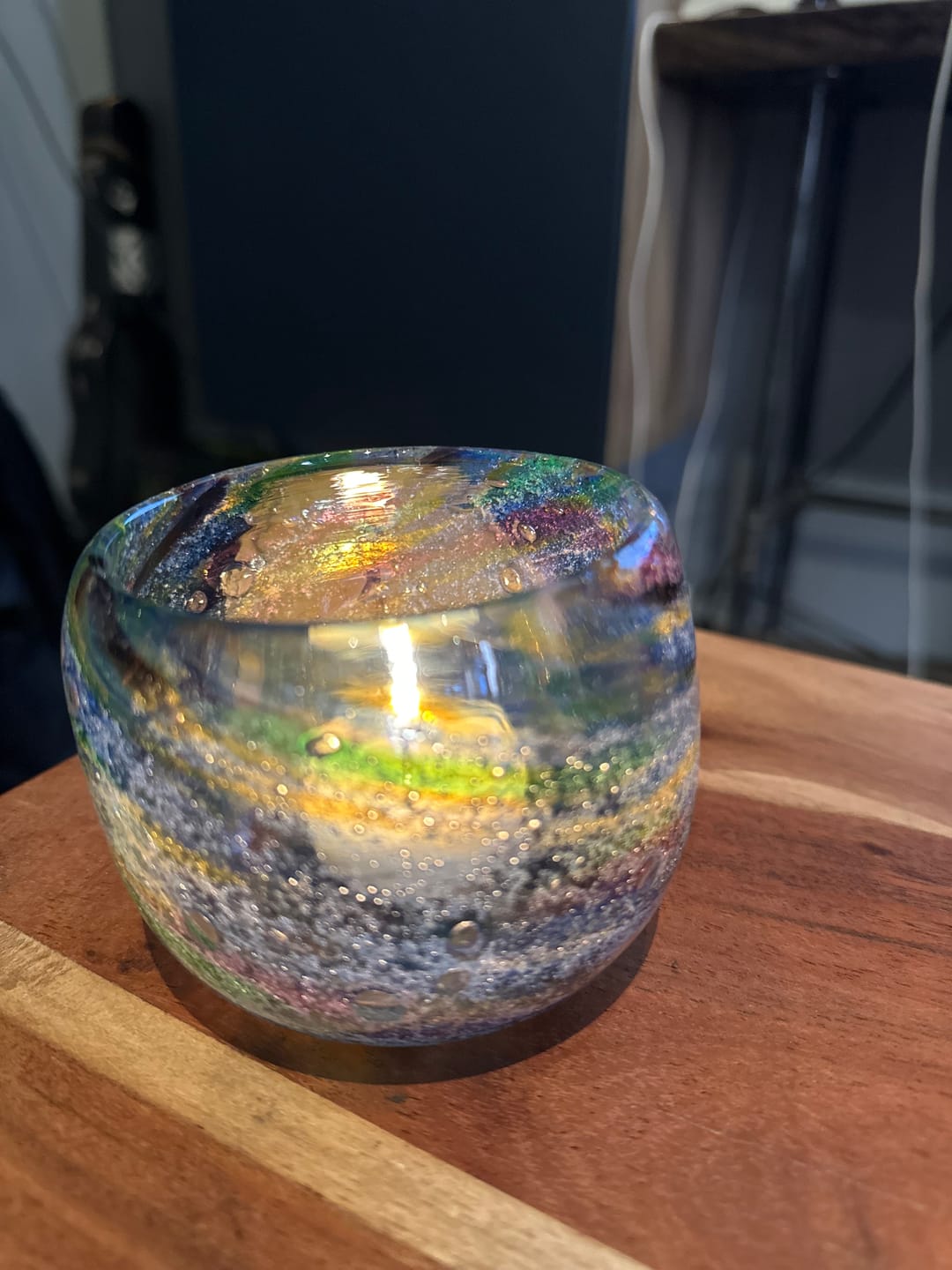 Customer photo review of Glass Votive with Infused Cremation Ashes