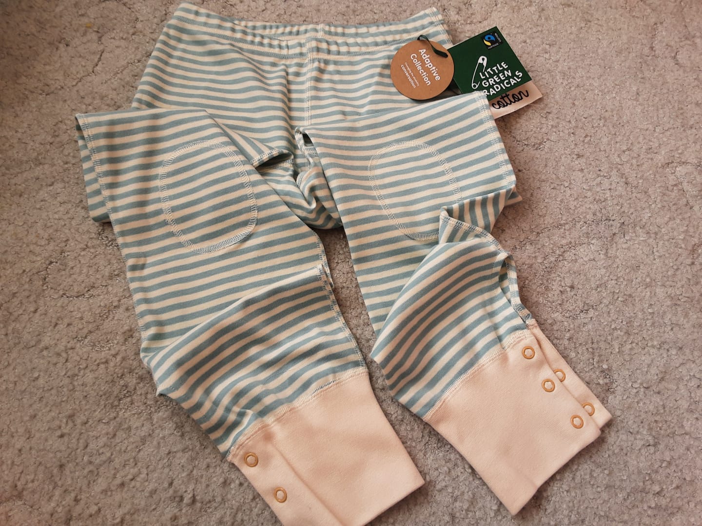 Customer photo review of Powder Blue Striped Extra Long Adaptive Joggers