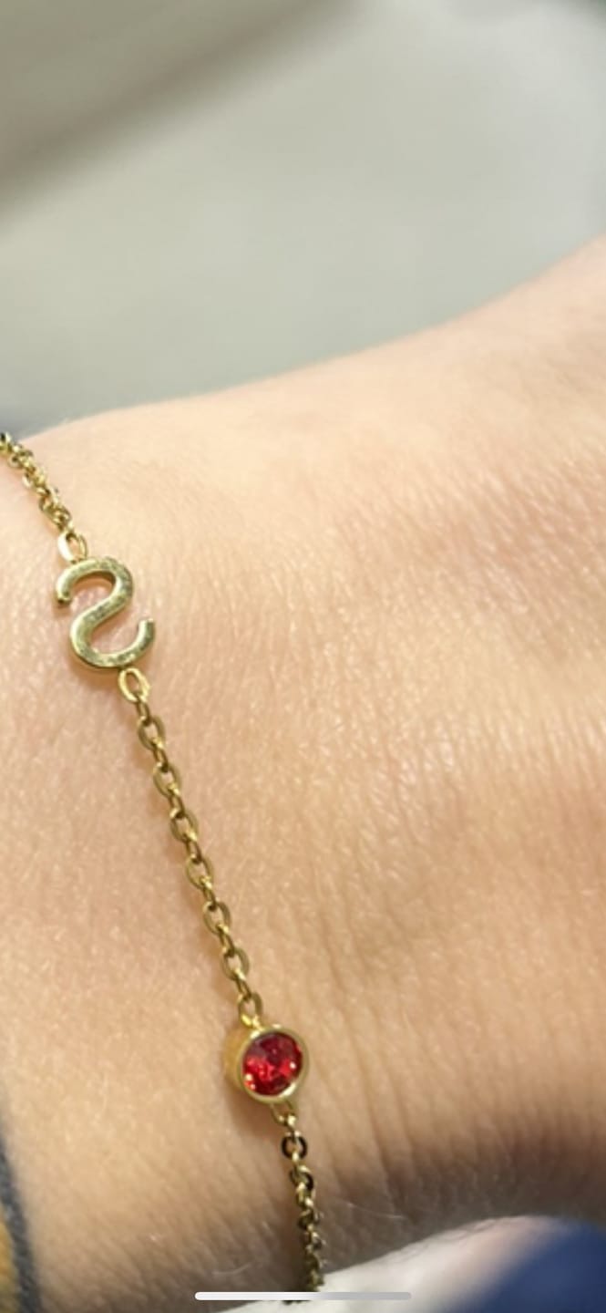Customer photo review of Birthstone Letter Bracelet