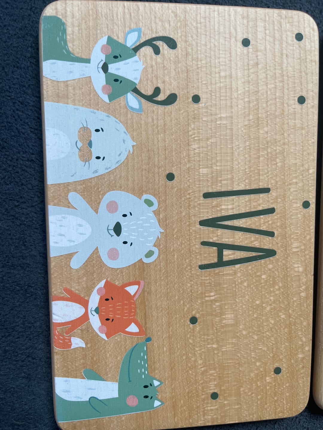 Customer photo review of Personalisiertes Frühstücksbrettchen Winter Animals