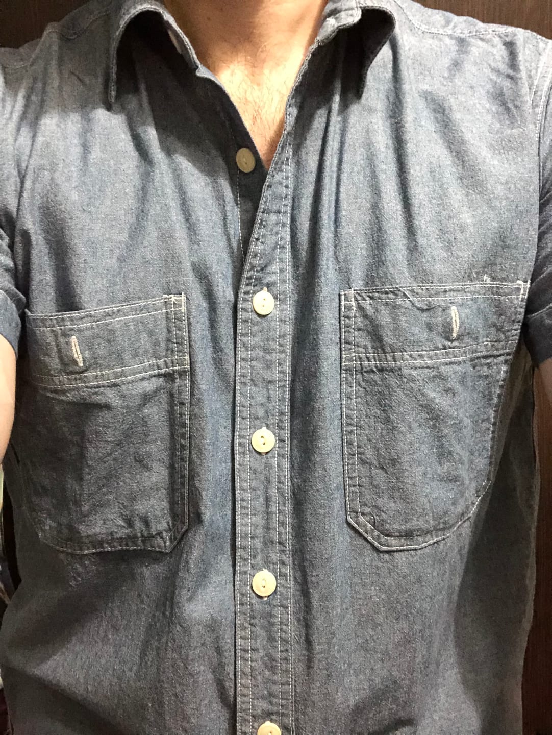 Customer photo review of Chambray Short Sleeve Work Shirt